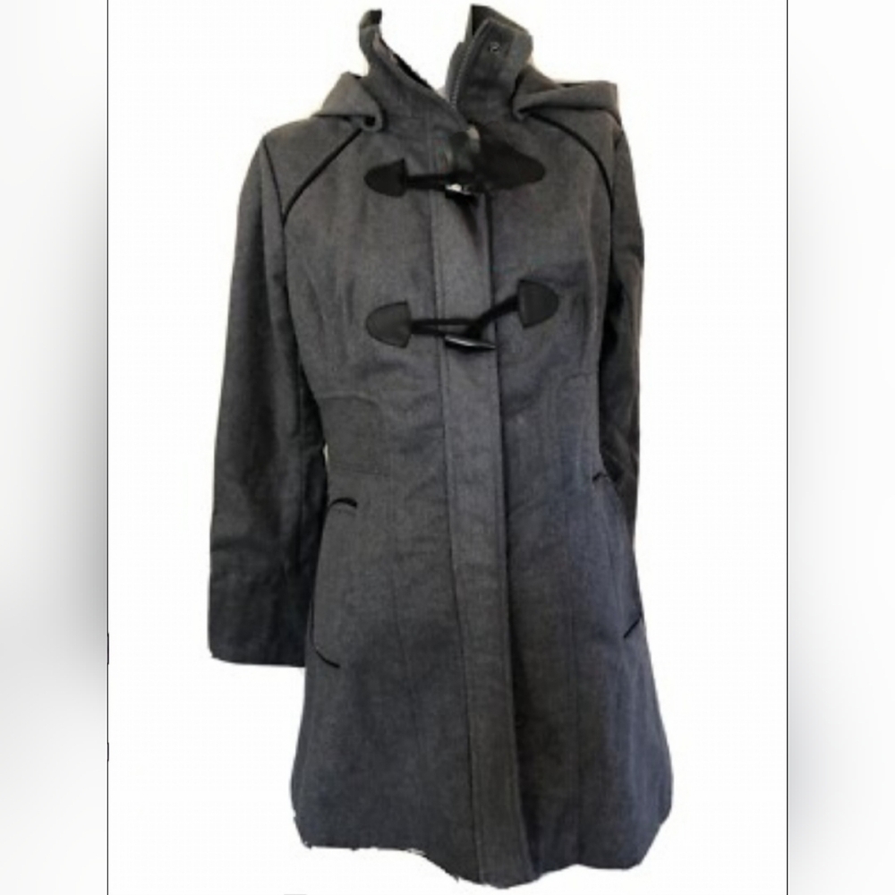 YOKI Outerwear Collection Women's Size Small Grey Wool Blend Duffle Coat Jacket